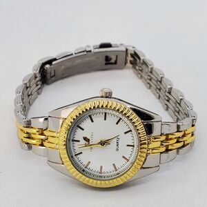 Women's Presidential Watch 26MM White Dial Two Tone Bracelet Band 7" New Battery